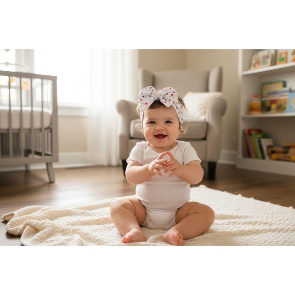 Star Baby Headwrap, Big Bow Baby Headband, Stretchy Star Knot Headband - Picture 2 of 3